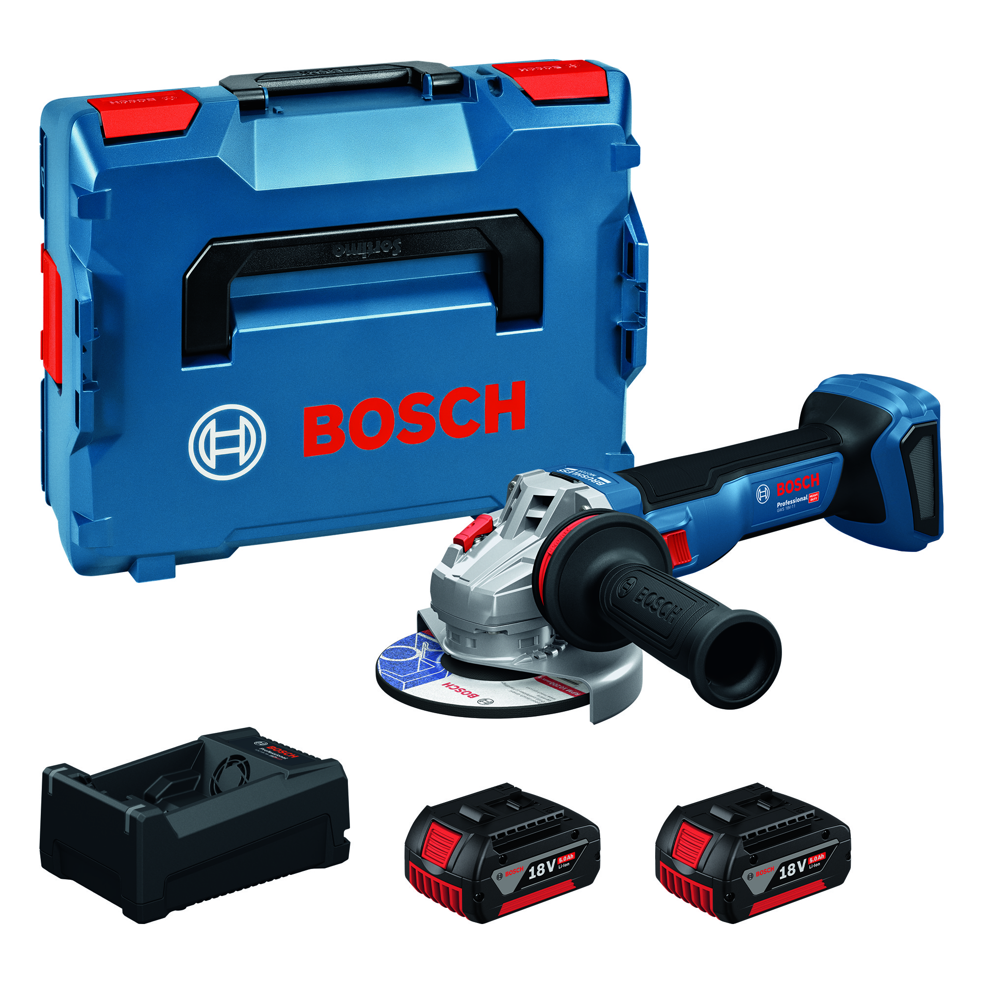 Akkukulmahiomakone Bosch PRO GWS18V-11 2x5,0Ah L-Boxx