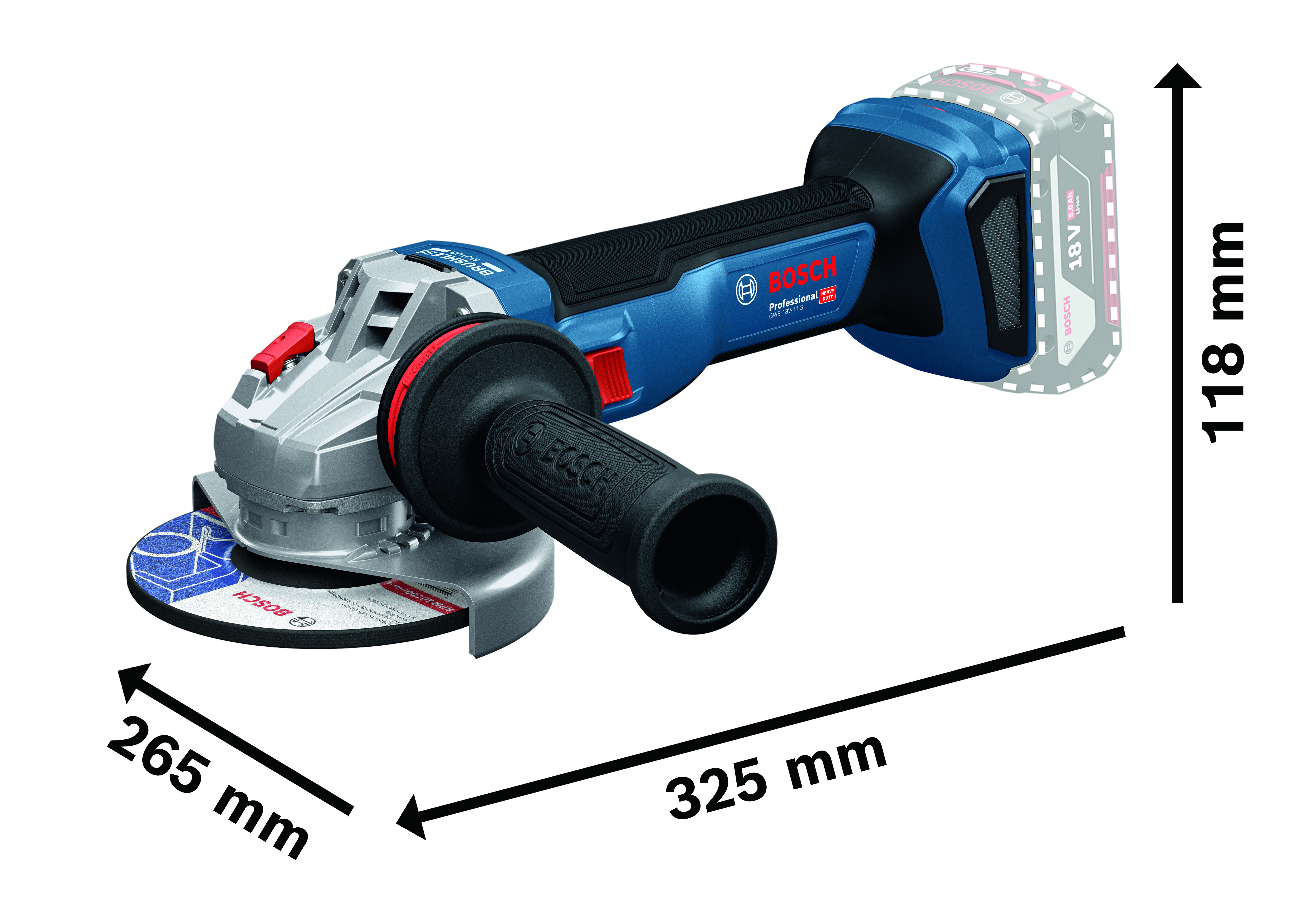 Akkukulmahiomakone Bosch PRO GWS18V-11 2x5,0Ah L-Boxx