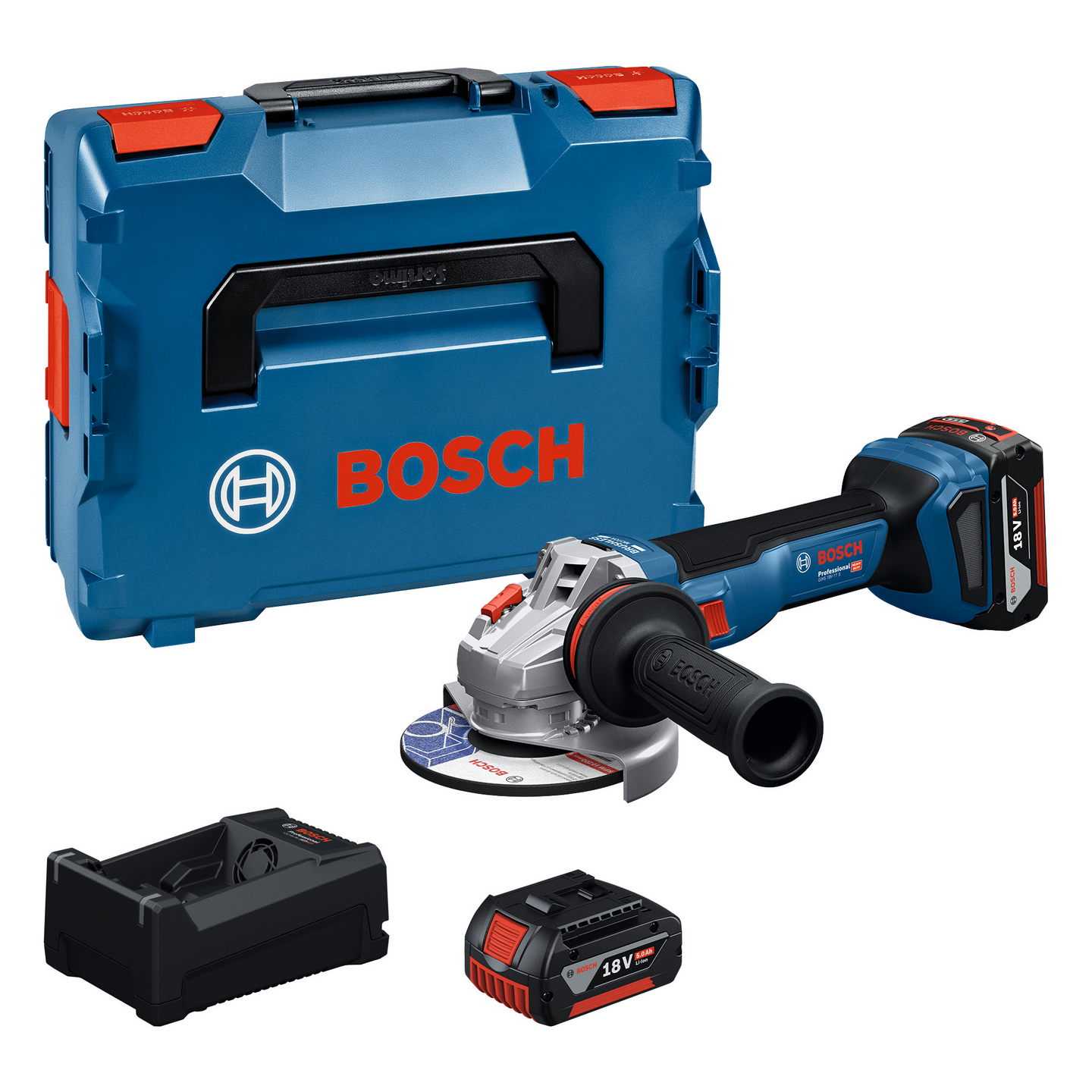 Akkukulmahiomakone Bosch PRO GWS18V-11S 2x5,0Ah L-Boxx