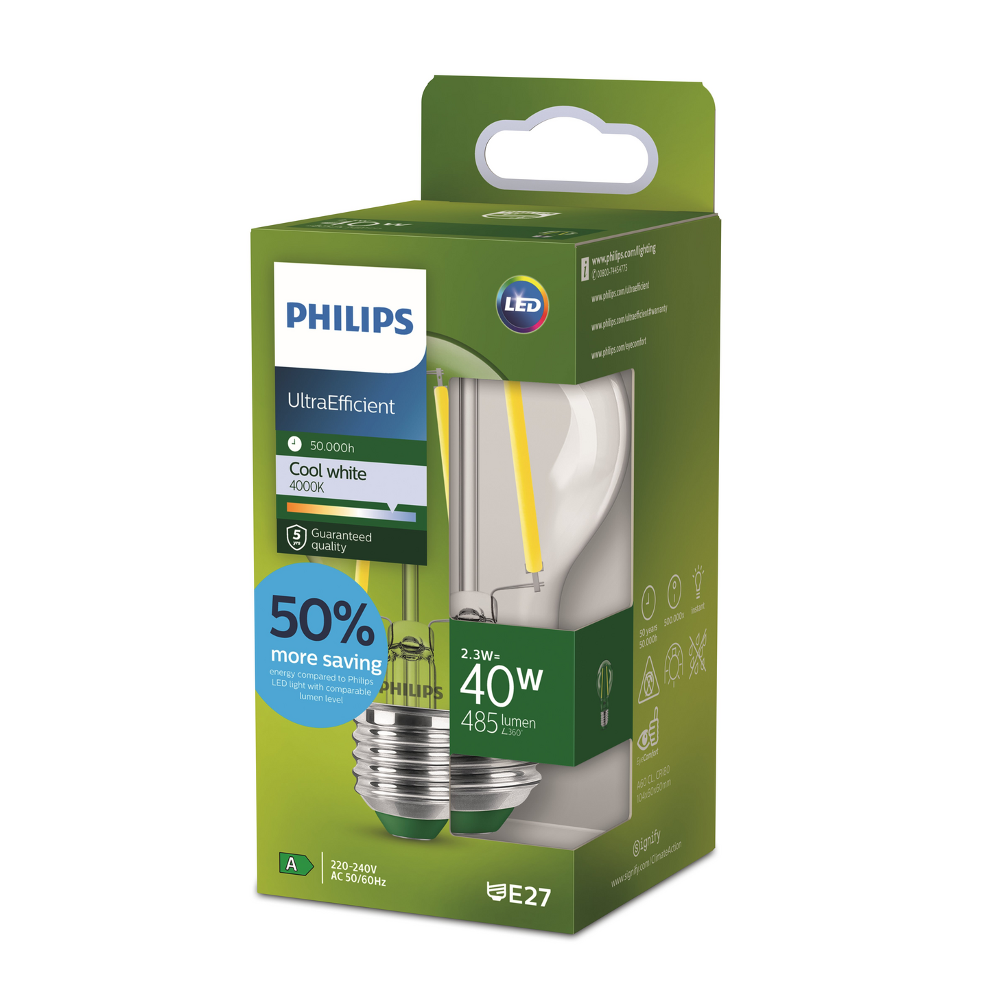 Led-lamppu Philips Ultra Efficient 2,3W E27 4000K