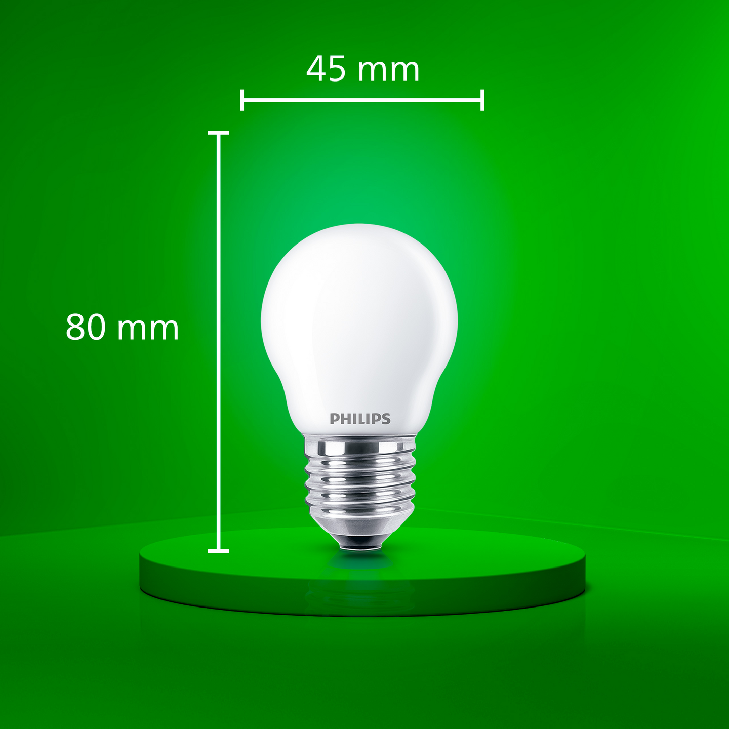 Led-mainoslamppu Philips Ultra Efficient P45 485lm 2,3W E27 2700K huurrettu