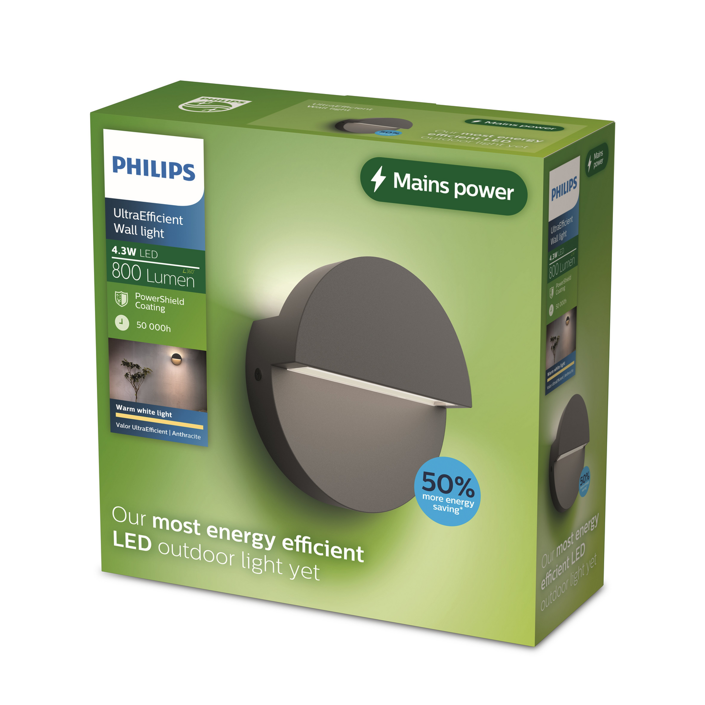 Ulkoseinävalaisin Philips Valor UE 2x4,3W 180x60x180mm 2700K 800lm antrasiitti