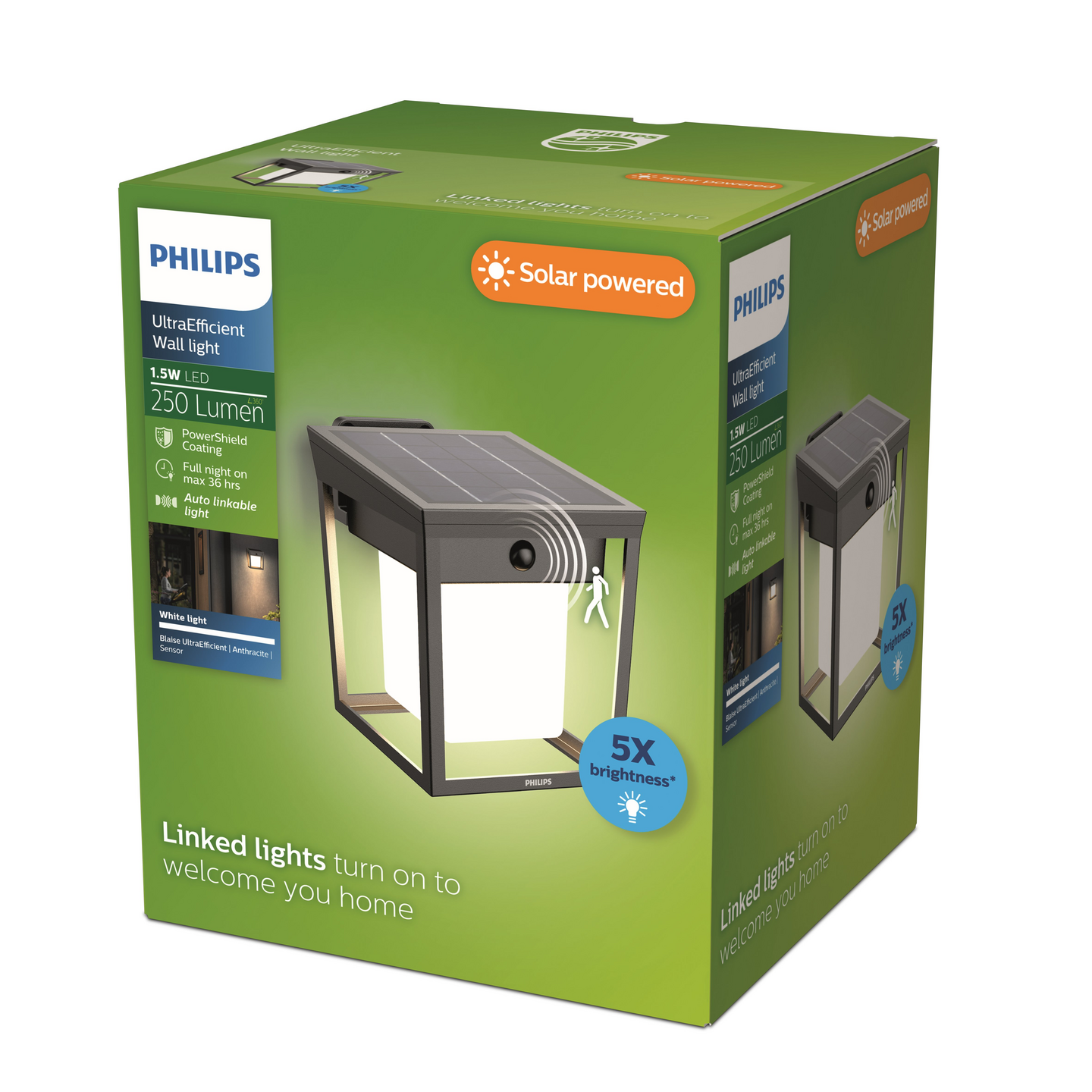 Aurinkokennovalaisin Philips Blaise UE 1,5W 3000K 250lm antrasiitti