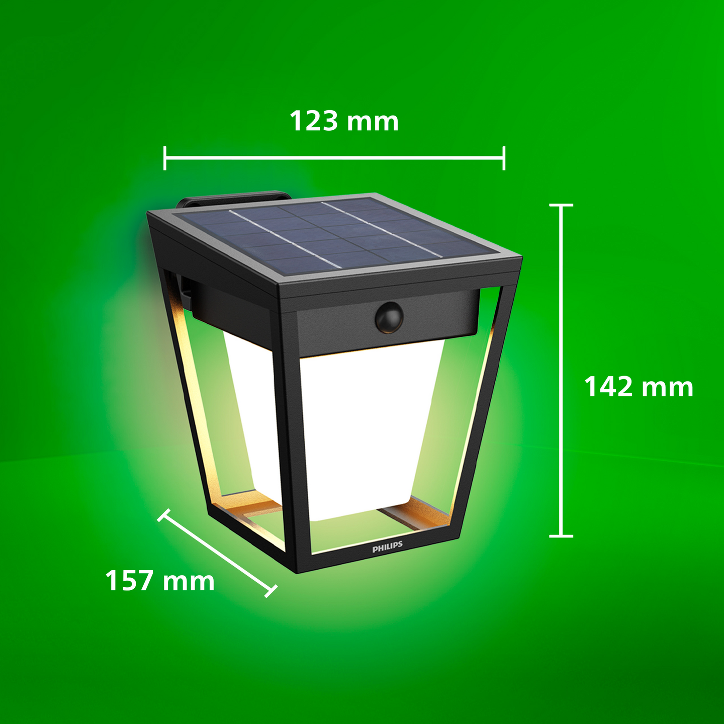 Aurinkokennovalaisin Philips Nissa UE 123x157x142mm 1,8W 3000K 250lm musta