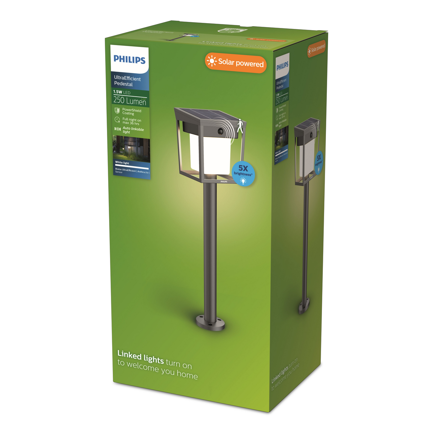 Aurinkokennovalaisin Philips Blaise UE 1,5W 3000K 250lm antrasiitti