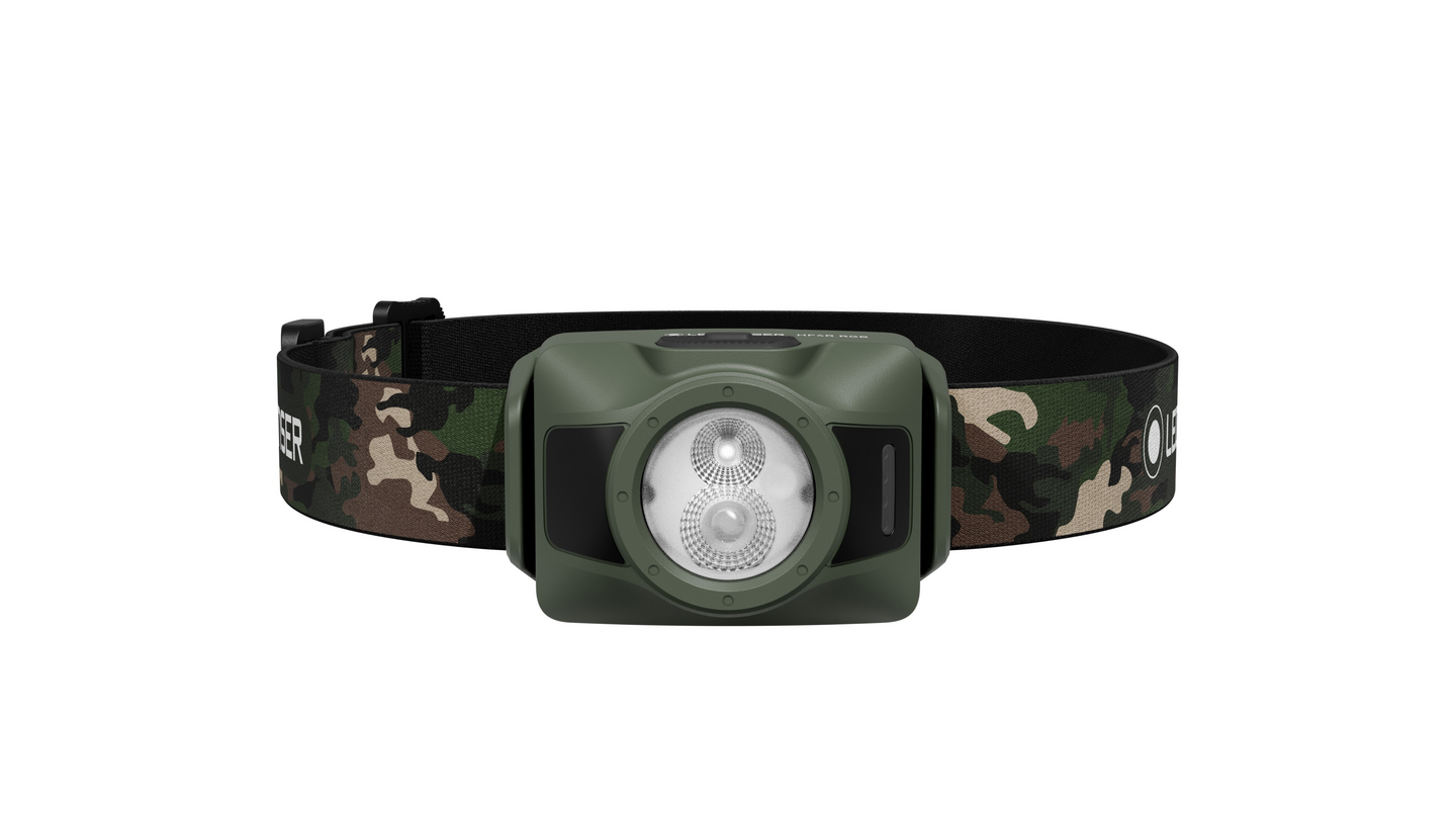 Otsavalaisin Ledlenser HF4R ladattava 650lm RGB camo