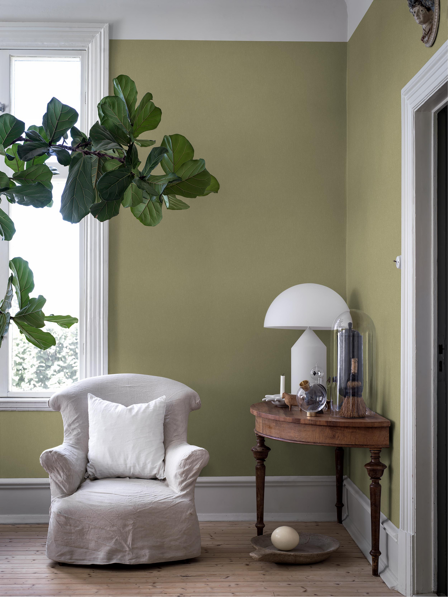 Kuitutapetti Boråstapeter Linen 4348 Fresh Olive 10,05m