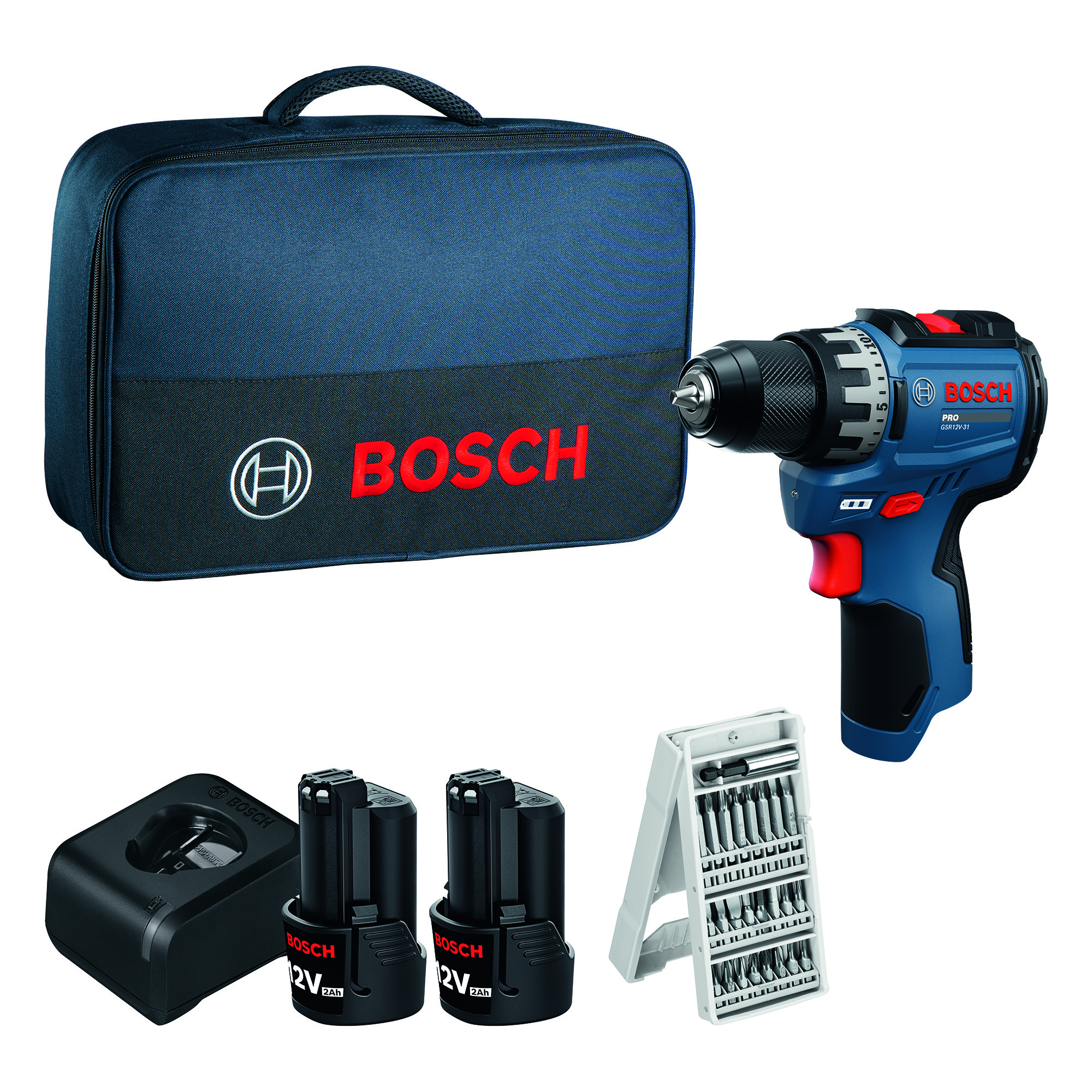 Akkuporakone Bosch PRO GSR12V-31 2x2Ah 25xAC