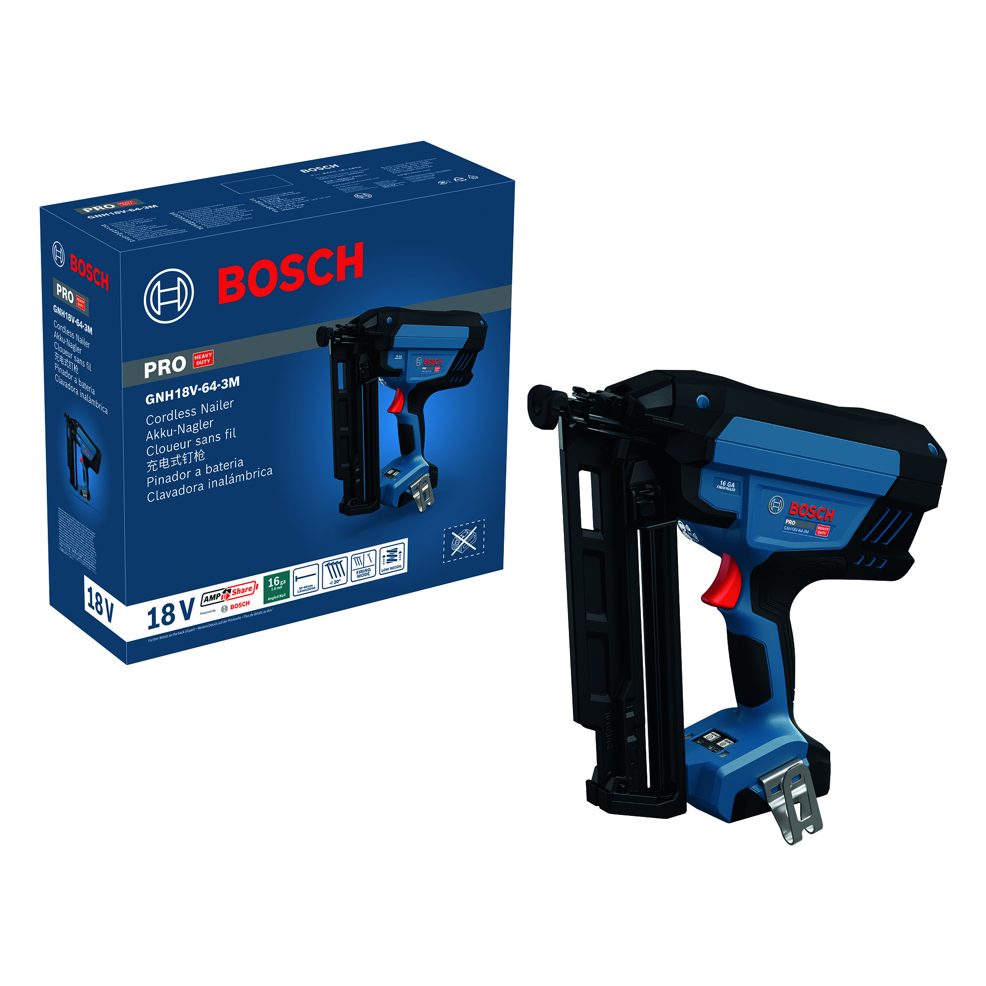 Akkuviimeistelynaulain Bosch PRO GNH18V-64-3M Solo