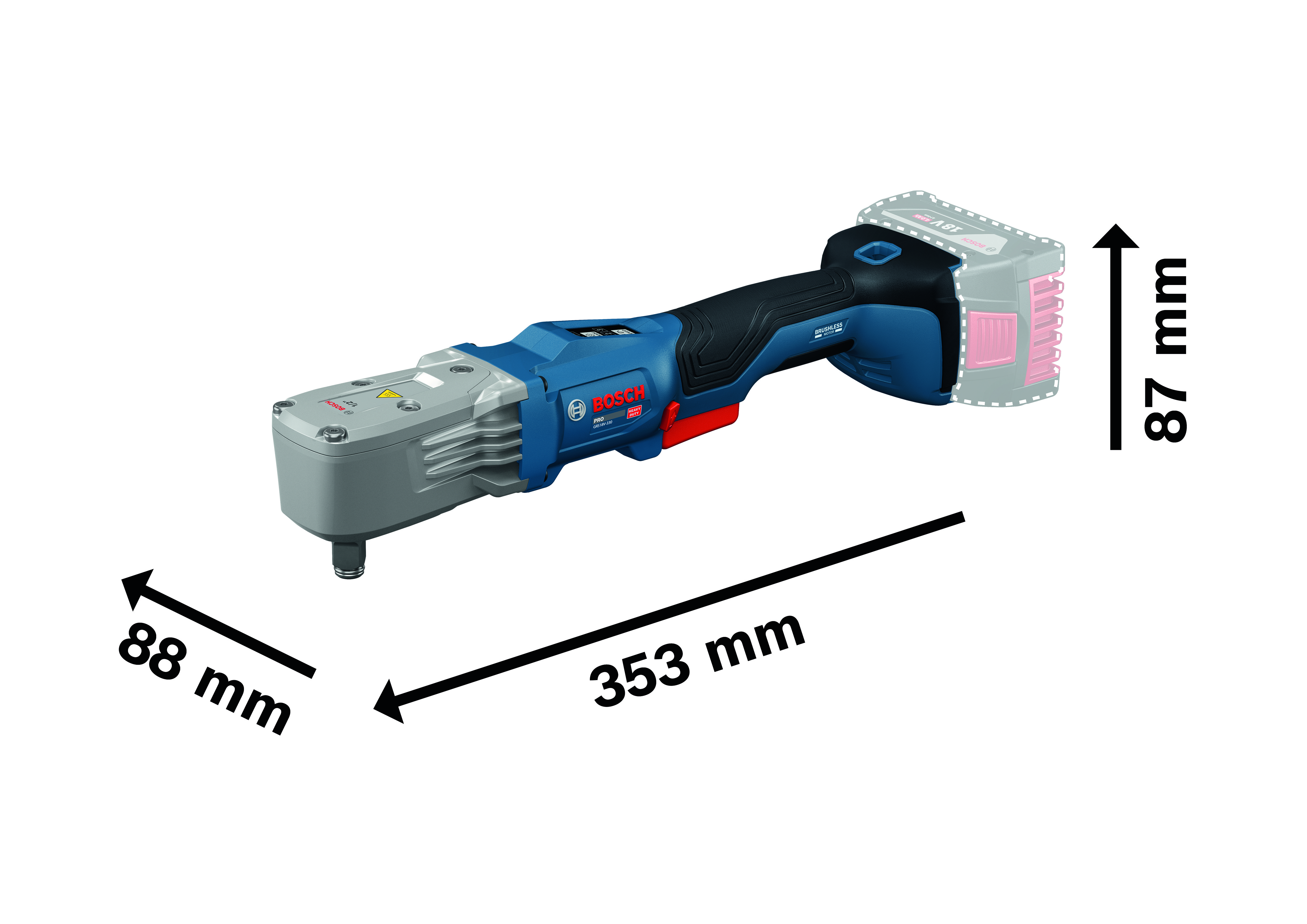 Iskevä kulmamutterinväännin Bosch PRO GRS18V-330 Solo