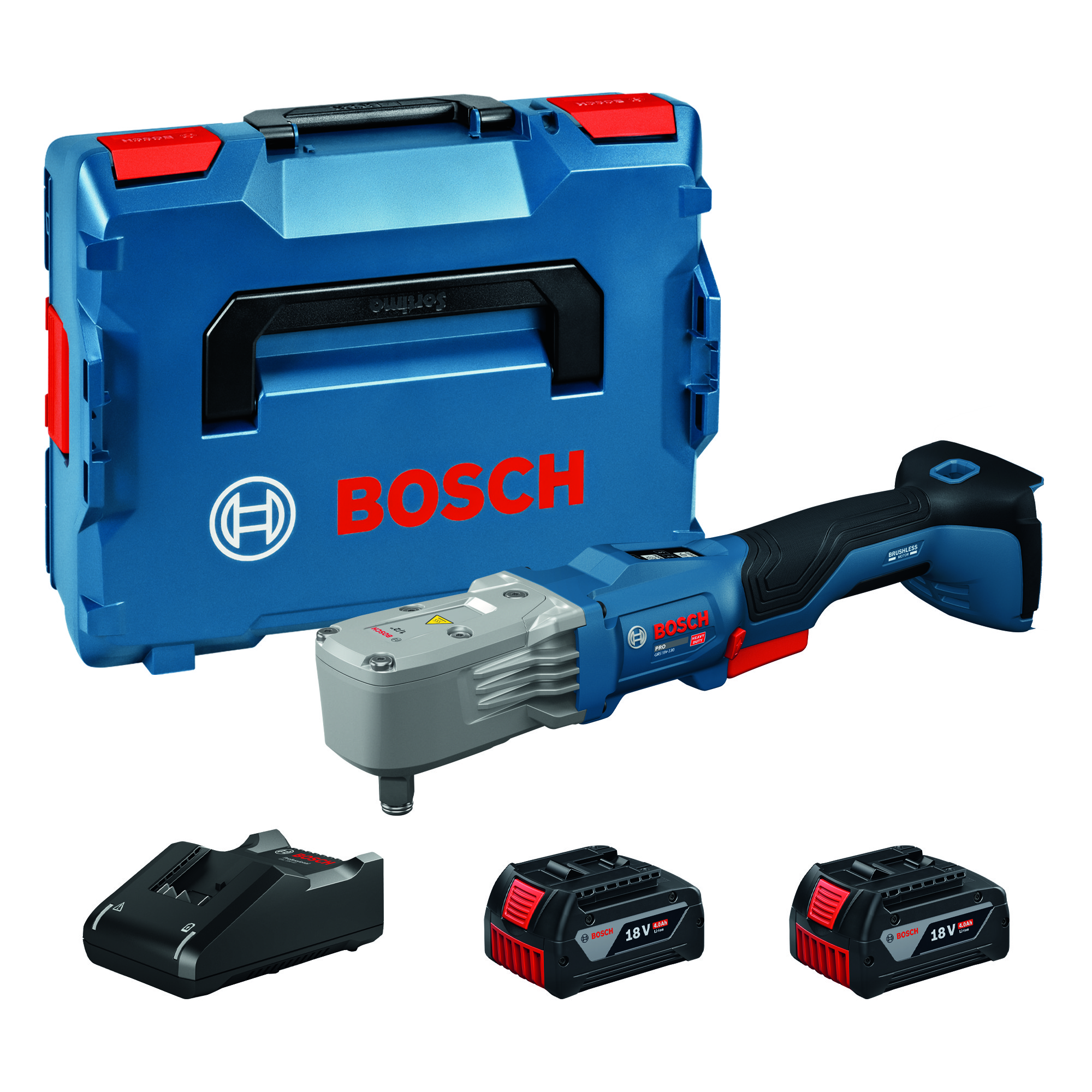 Iskevä kulmamutterinväännin Bosch PRO GRS18V-330 2x4,0Ah L-Boxx