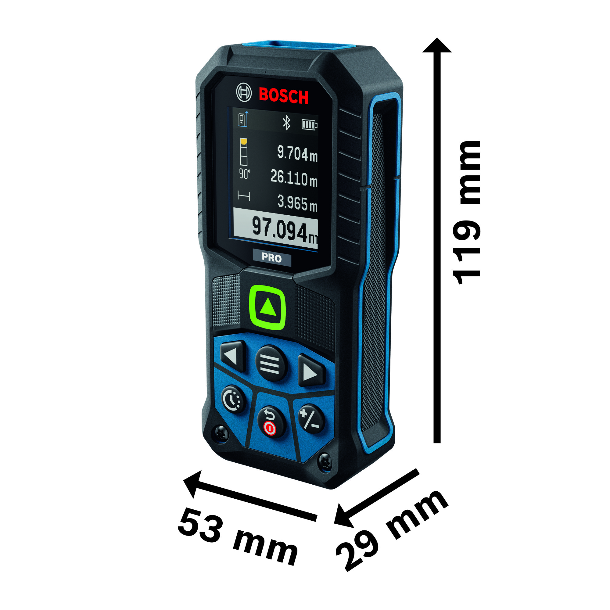 Laseretäisyysmittalaite Bosch PRO GLM100-36CG 2xAA