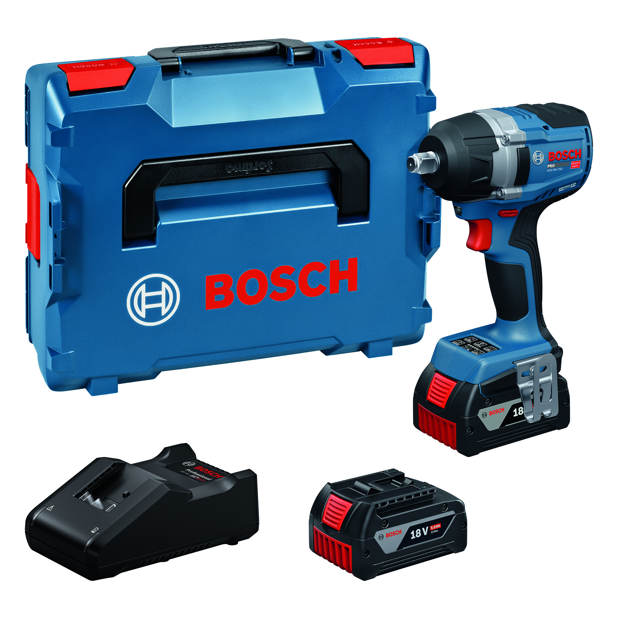 Akkuiskumutterinväännin Bosch PRO GDS18V-750 2x5Ah L-Boxx