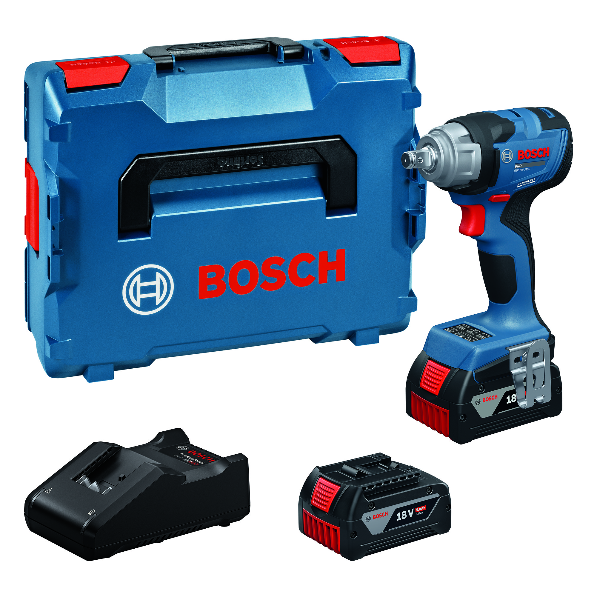 Akkuiskumutterinväännin Bosch PRO GDS18V-330H 2x5,0Ah L-Boxx