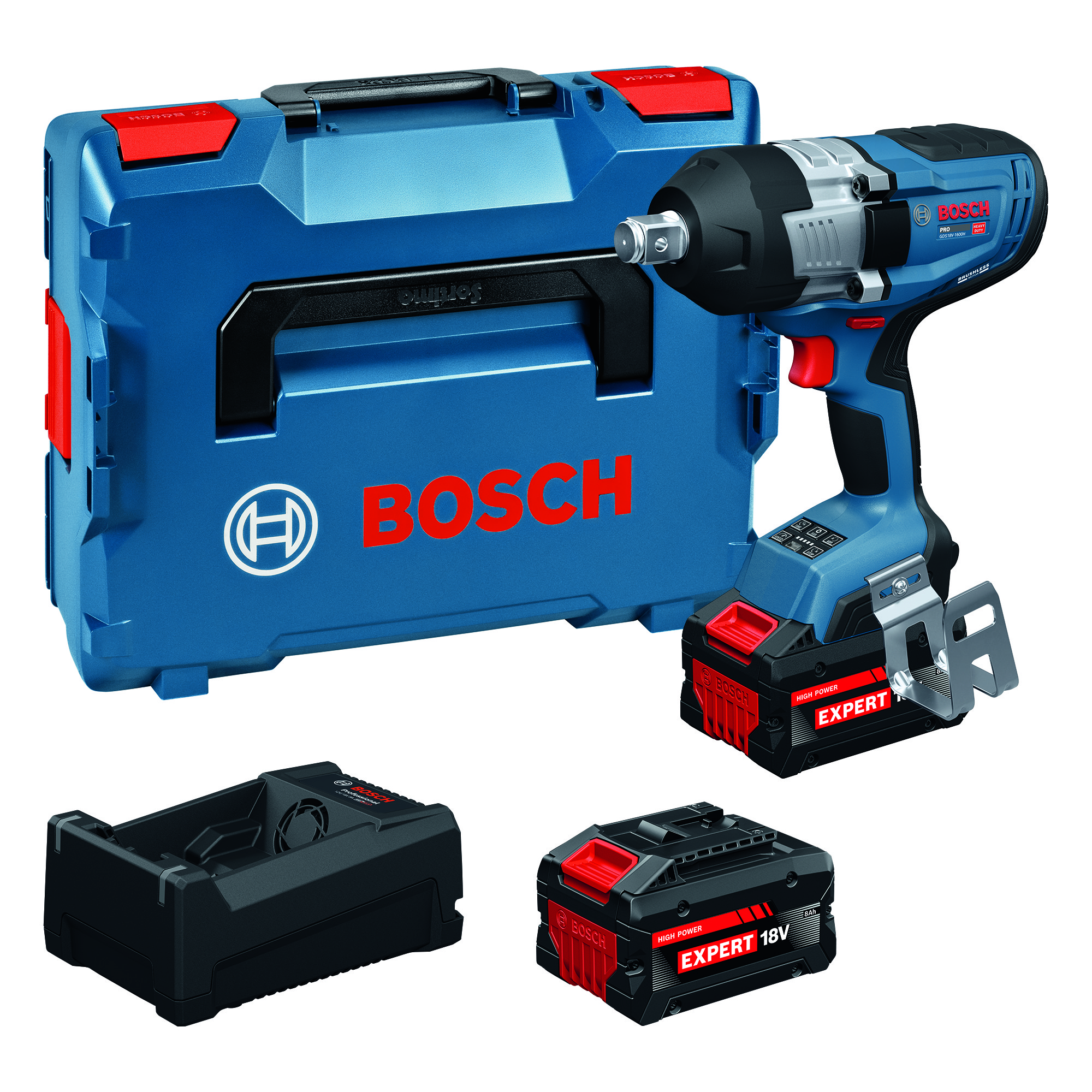 Akkuiskumutterinväännin Bosch PRO GDS18V-1600H 2x8Ah EXBA L-Boxx