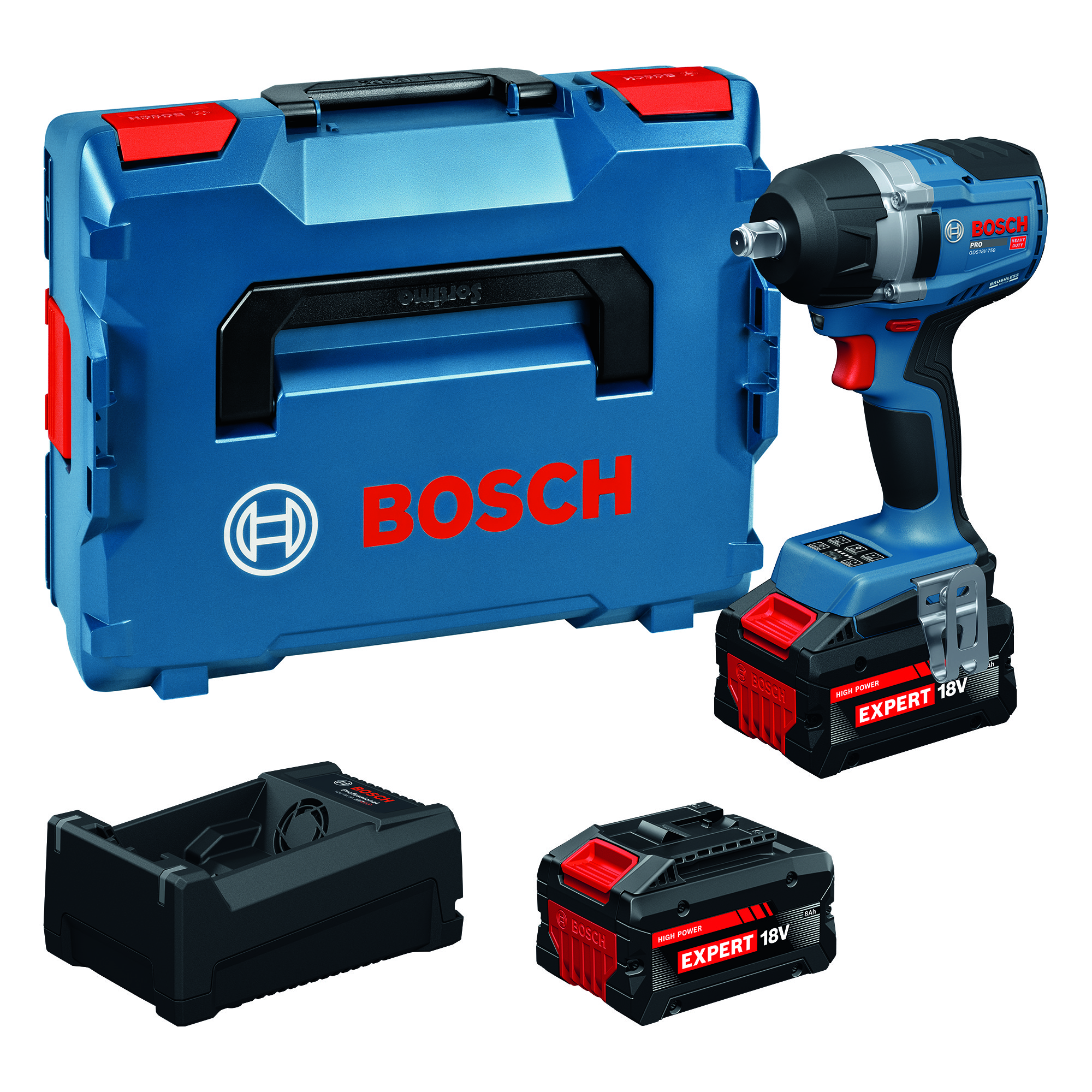 Akkuiskumutterinväännin Bosch PRO GDS18V-750 2x8Ah EXBA L-Boxx