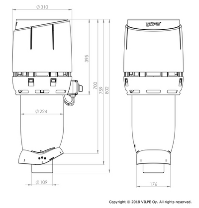 Huippuimuri VILPE Flow EC110P/700 musta