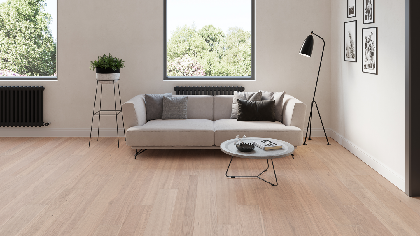 Kovetettu puulattia Woodura Vista Multistrip Tammi White 9x200x2030mm 2,436
