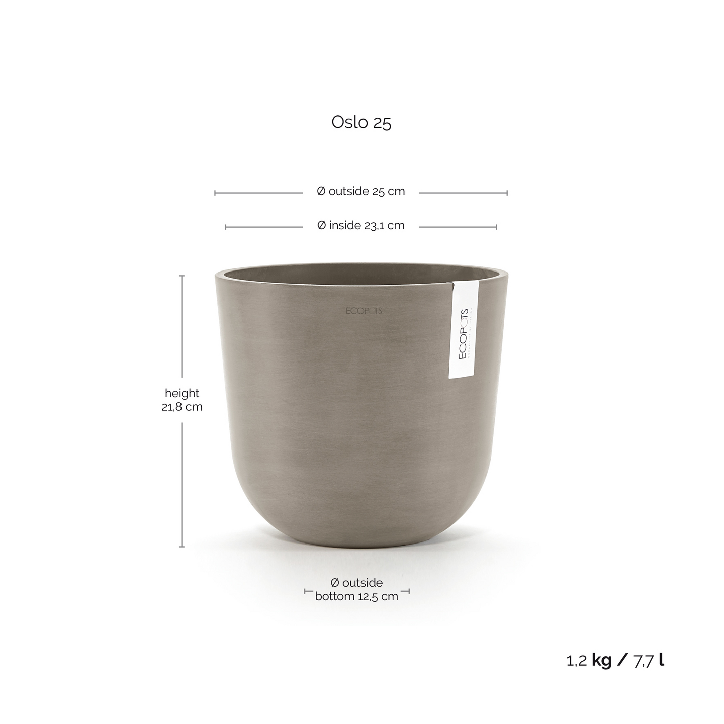 Ruukku Ecopots Oslo 25cm taupe