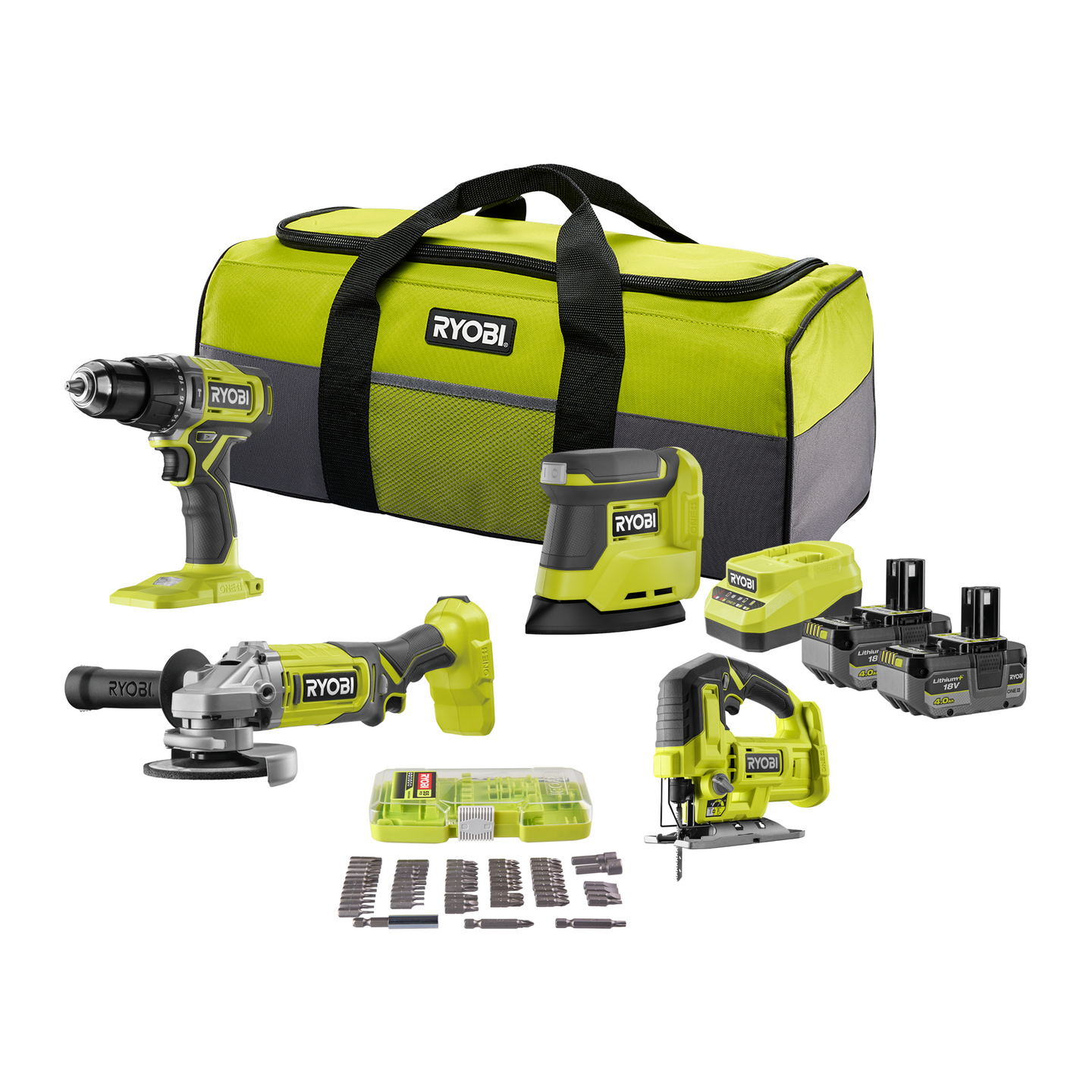 Akkukonesarja Ryobi R18CK4R-240S 18V ONE+ 4,0Ah + 2,0Ah