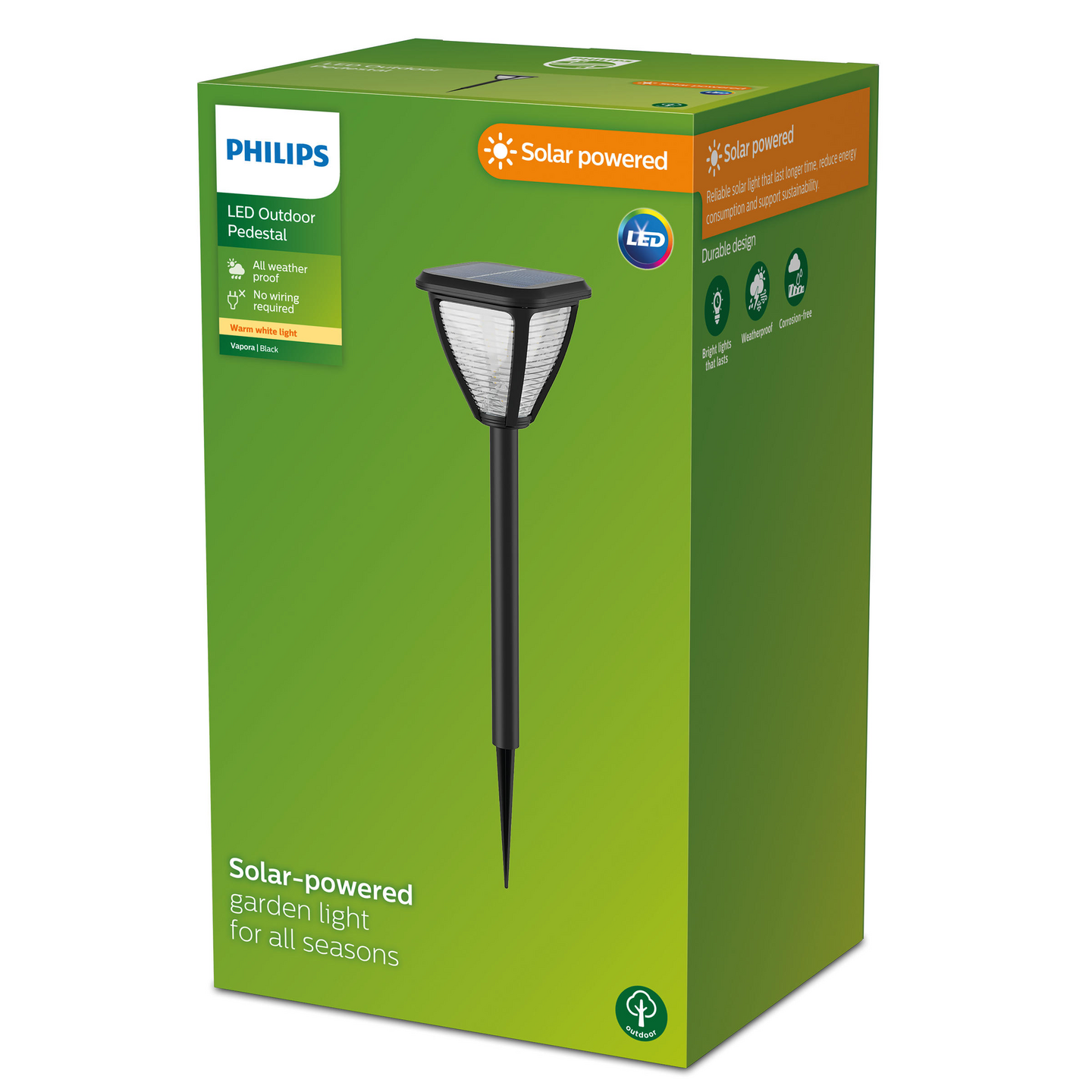 Aurinkokennovalaisin Philips Vapora 200lm 2700K 1,5W musta