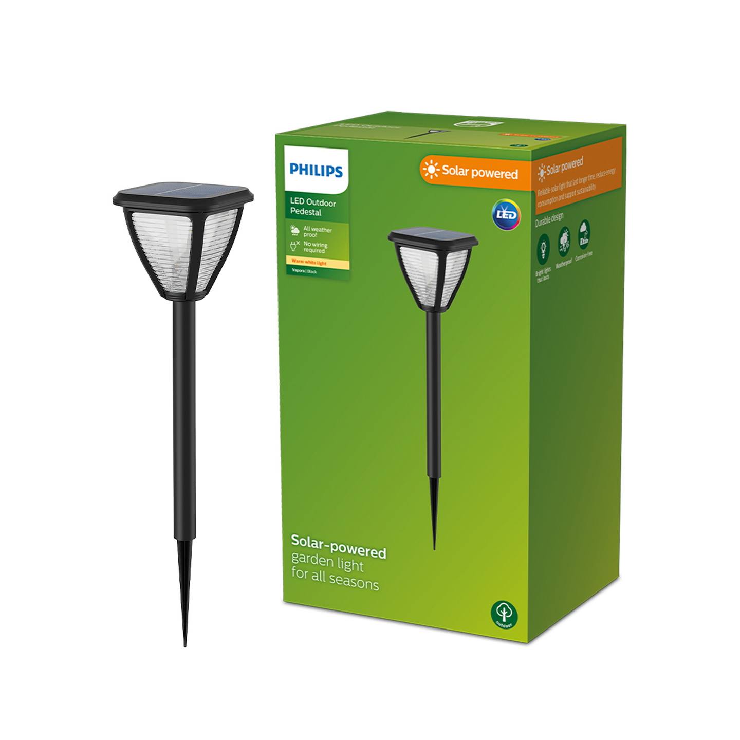 Aurinkokennovalaisin Philips Vapora 200lm 2700K 1,5W musta