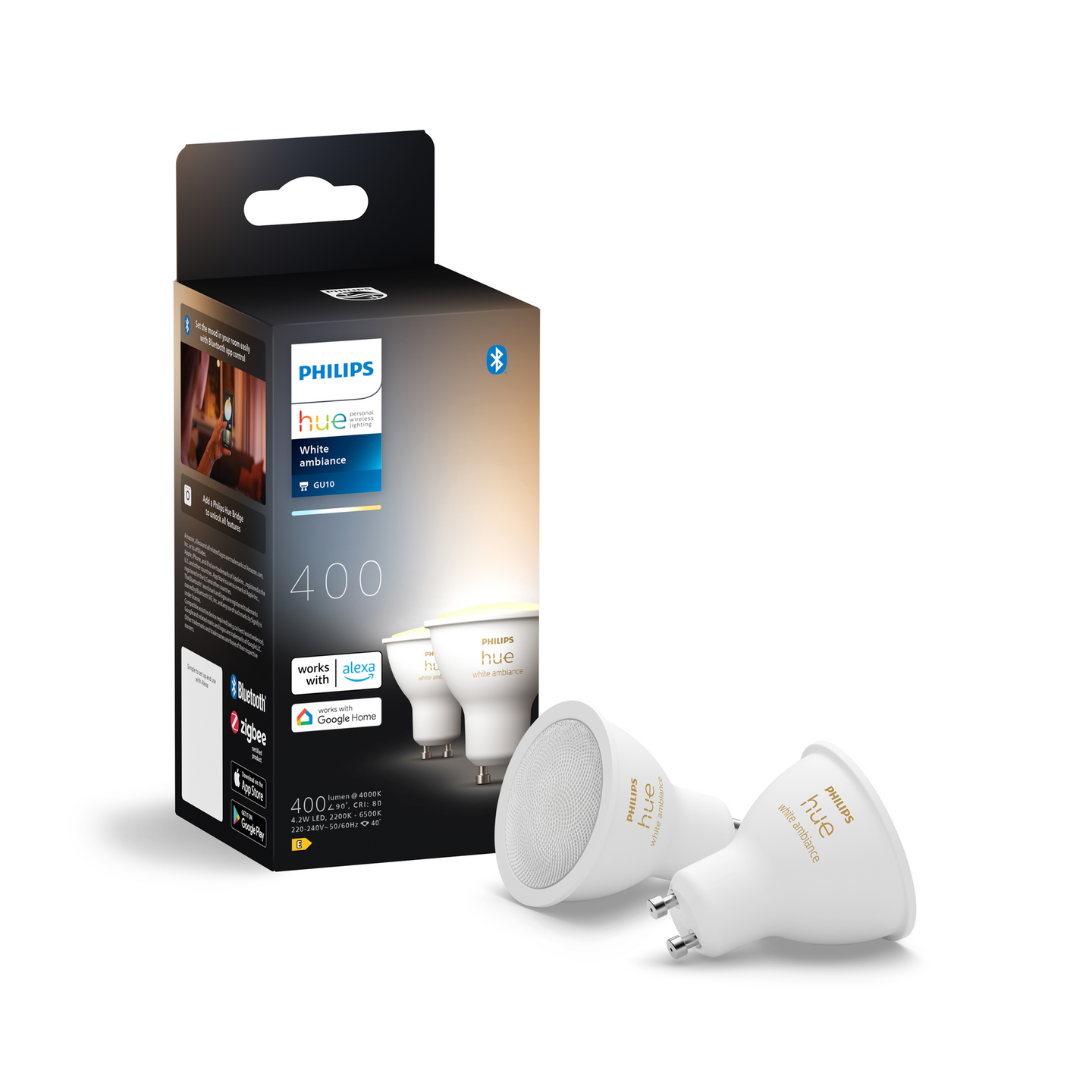 Kohdelamppu Philips Hue White Ambience 4.2 W 400L 2200-6500K GU10 2 Kpl