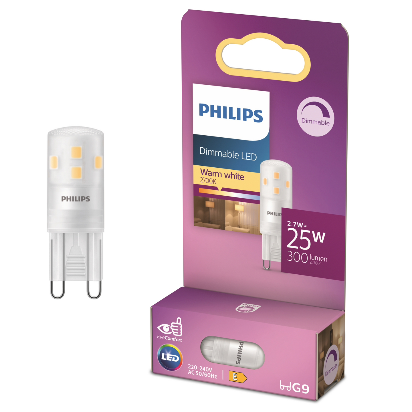 LED-Lamppu Philips 25W  WW 230V Dim SRT6 300 LM - 2700K G9