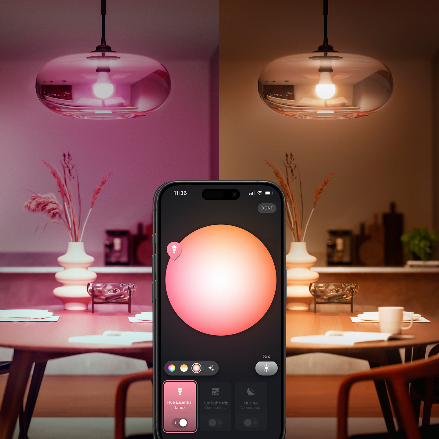 Led-lamppu PHILIPS ESSENTIAL White and Color Ambiance 806lm 2200-6500K E27 2kpl
