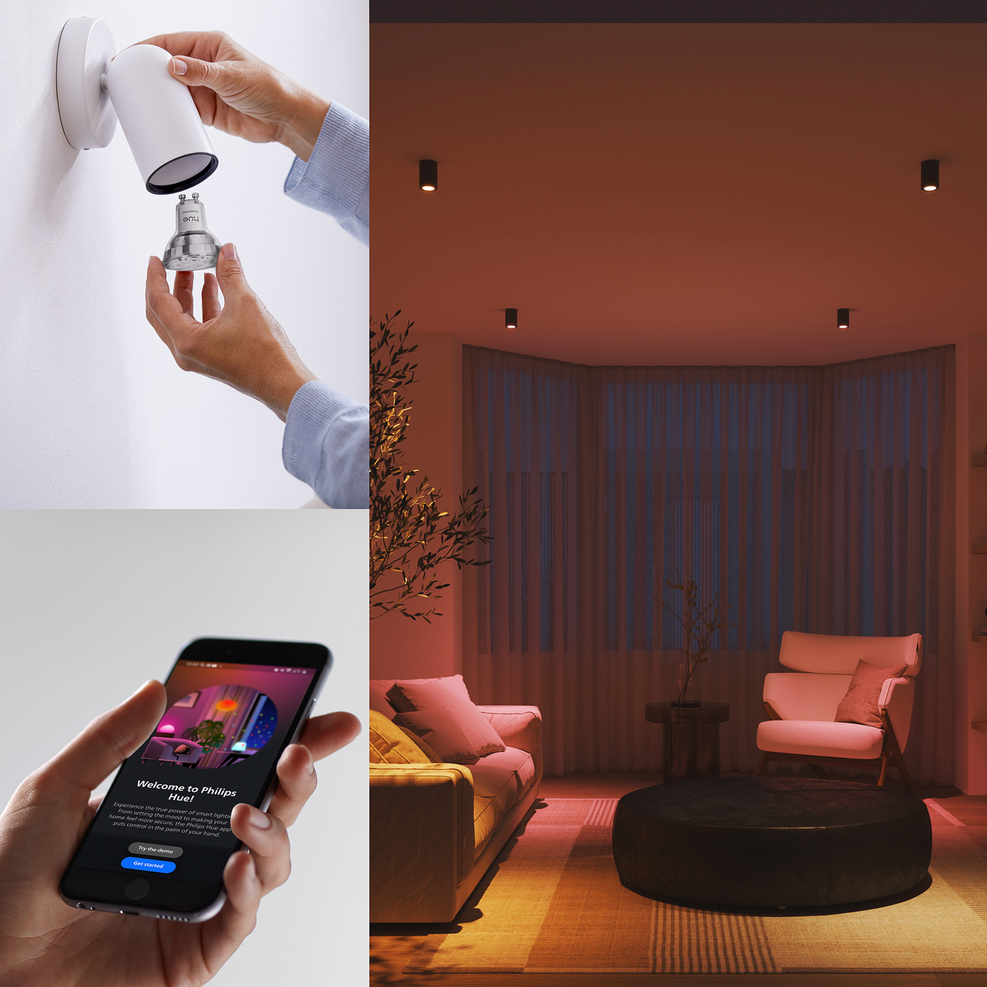 Led-lamppu PHILIPS ESSENTIAL White and Color Ambiance 345lm 2200-6500K GU10 2kpl