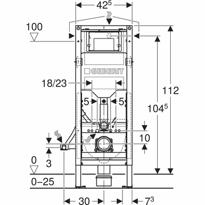 Asennusteline Geberit Duofix Sigma 112cm PE-X esteetön