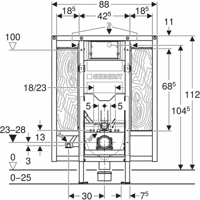 Asennusteline Geberit Duofix Sigma 112cm PE-X tukikahvoille