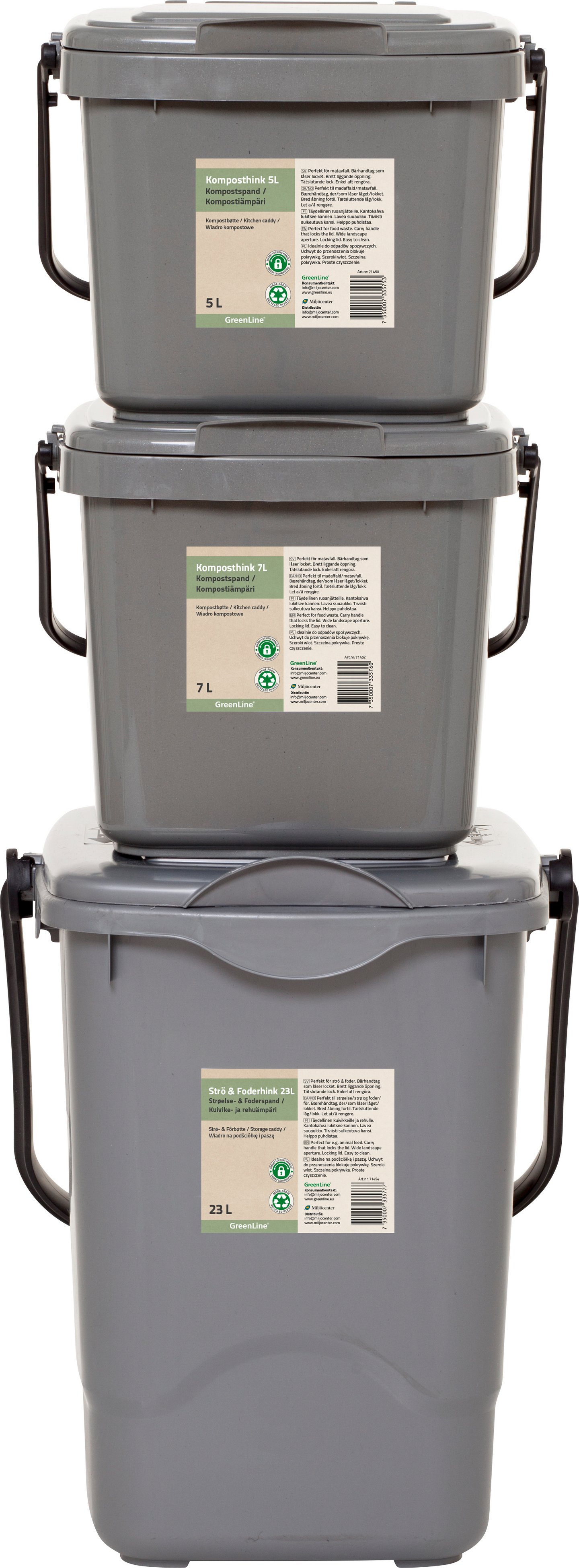 Kompostiämpäri 23l harmaa 100mm