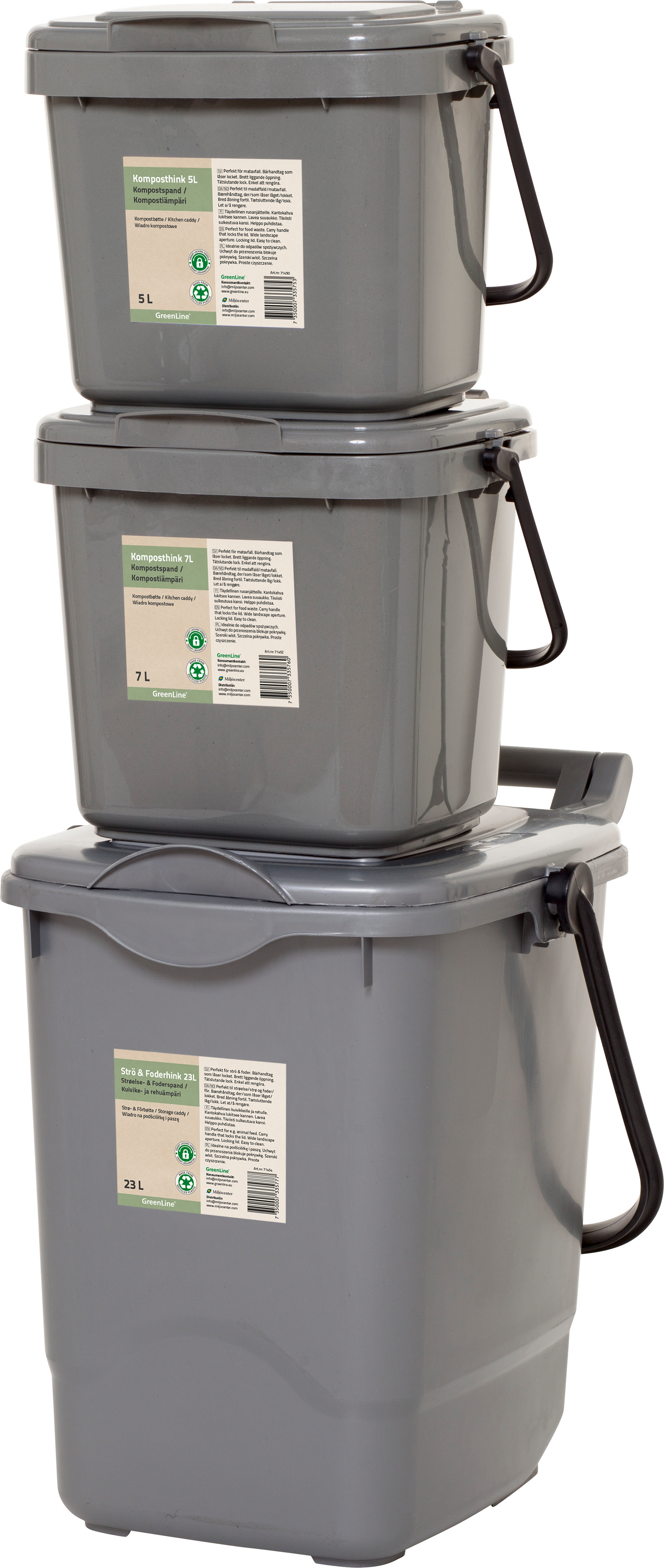 Kompostiämpäri 23l harmaa 100mm