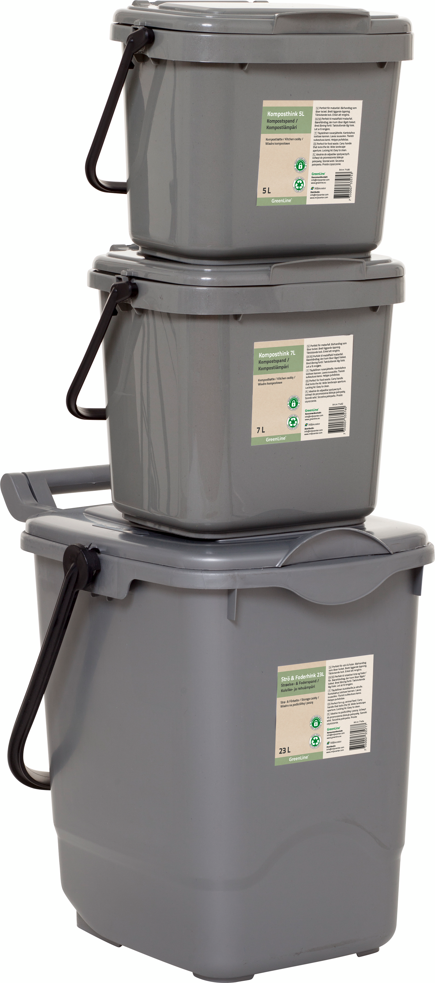 Kompostiämpäri 23l harmaa 100mm