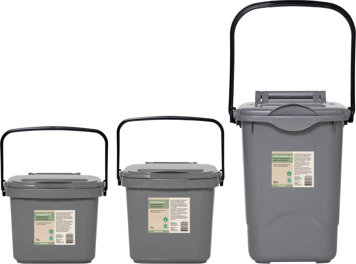 Kompostiämpäri 23l harmaa 100mm