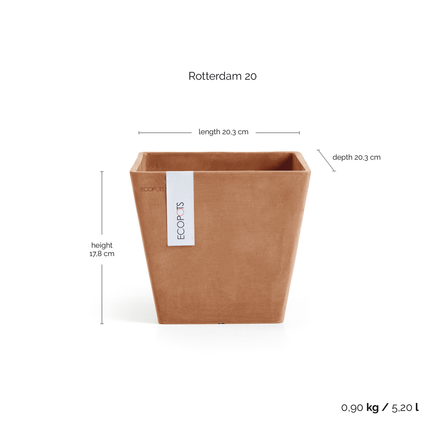 Ruukku Ecopots Rotterdam 20cm terracotta