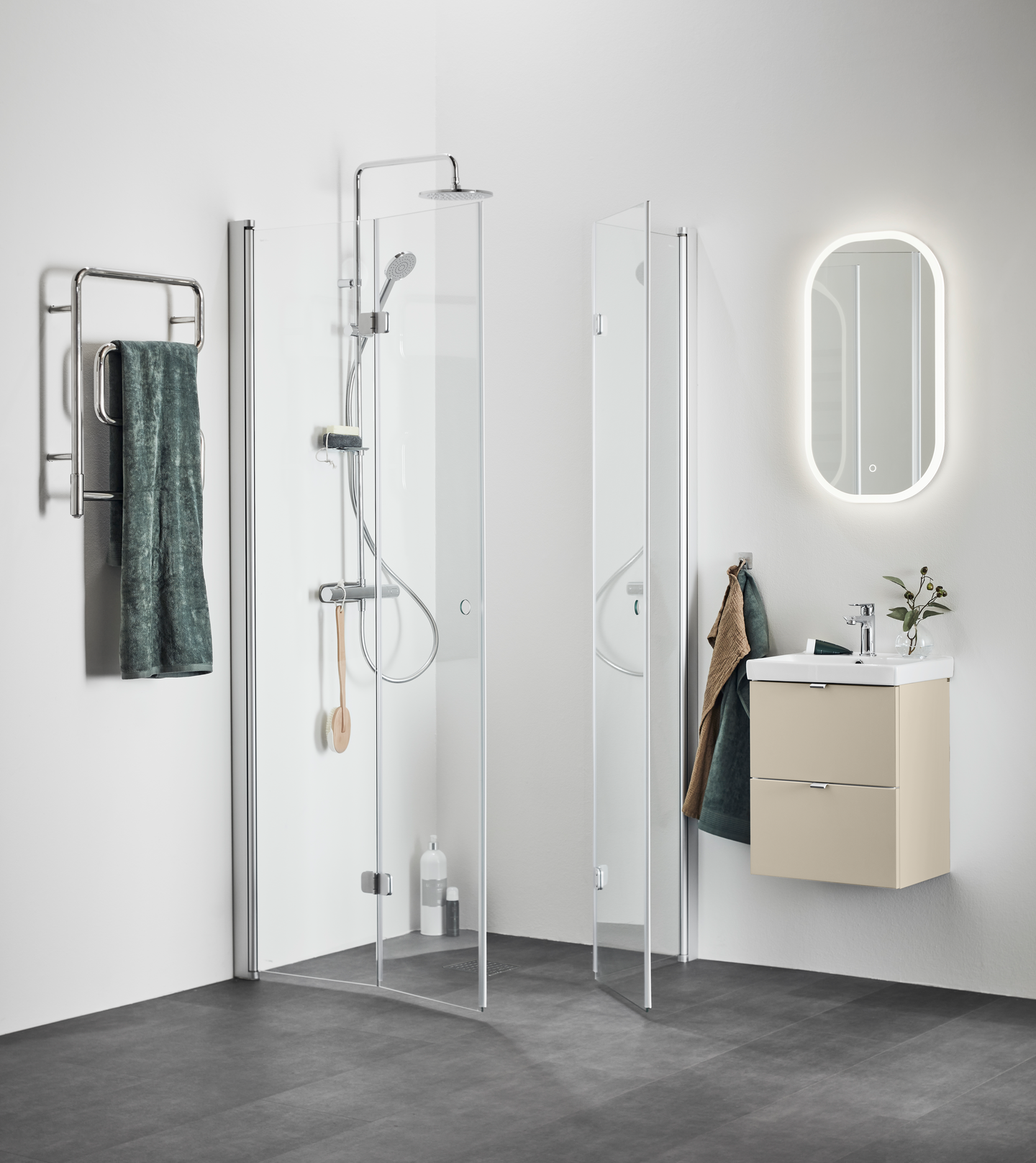 Allaskaappi + allas Hafa Neat 420 laatikoilla beige