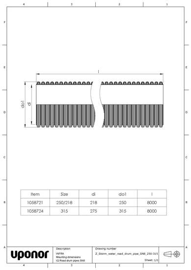 Sadevesiputki Uponor muhviton 315x275mm 8m SN8