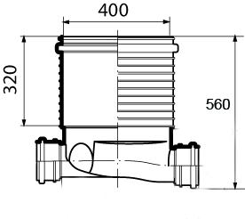 Tarkastuskaivon pohjaosa Uponor 400/160mm risteävä