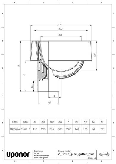 Rännikaivo Uponor Plus 315/110 musta