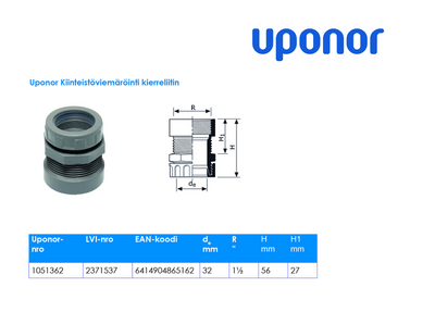 Kierreliitin Uponor 32-R 1 1/2