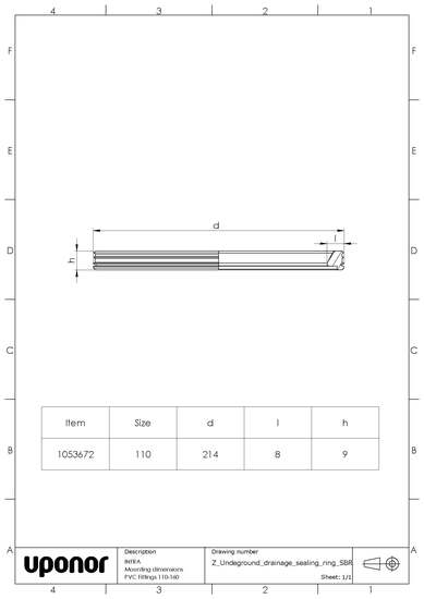 Viemärin tiiviste Uponor 110mm pystyputkeen