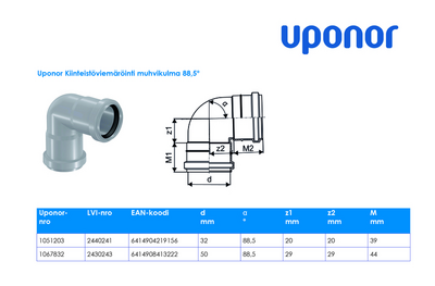 HT-muhvikulmayhde Uponor HT-L+ 50x88,5