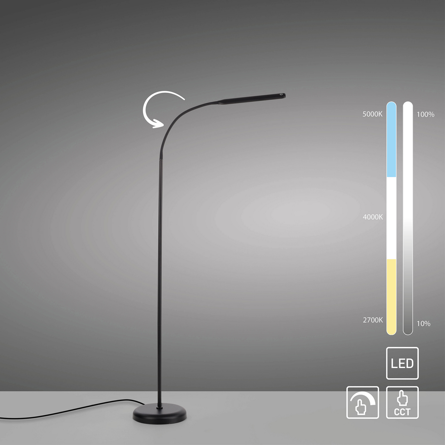 Lattiavalaisin JustLight Elly 7W CCT 2700-5000K musta