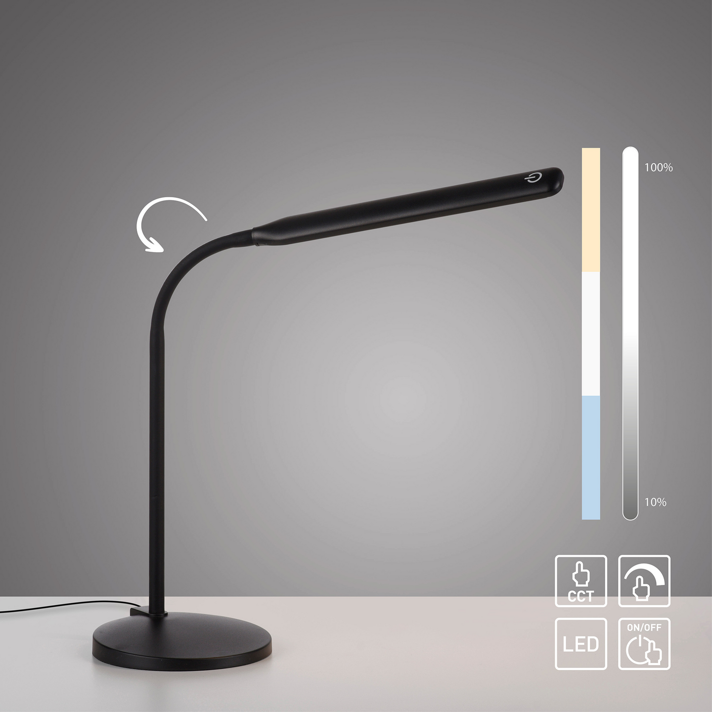 Pöytävalaisin JustLight Elly 7W CCT 2700-5000K musta