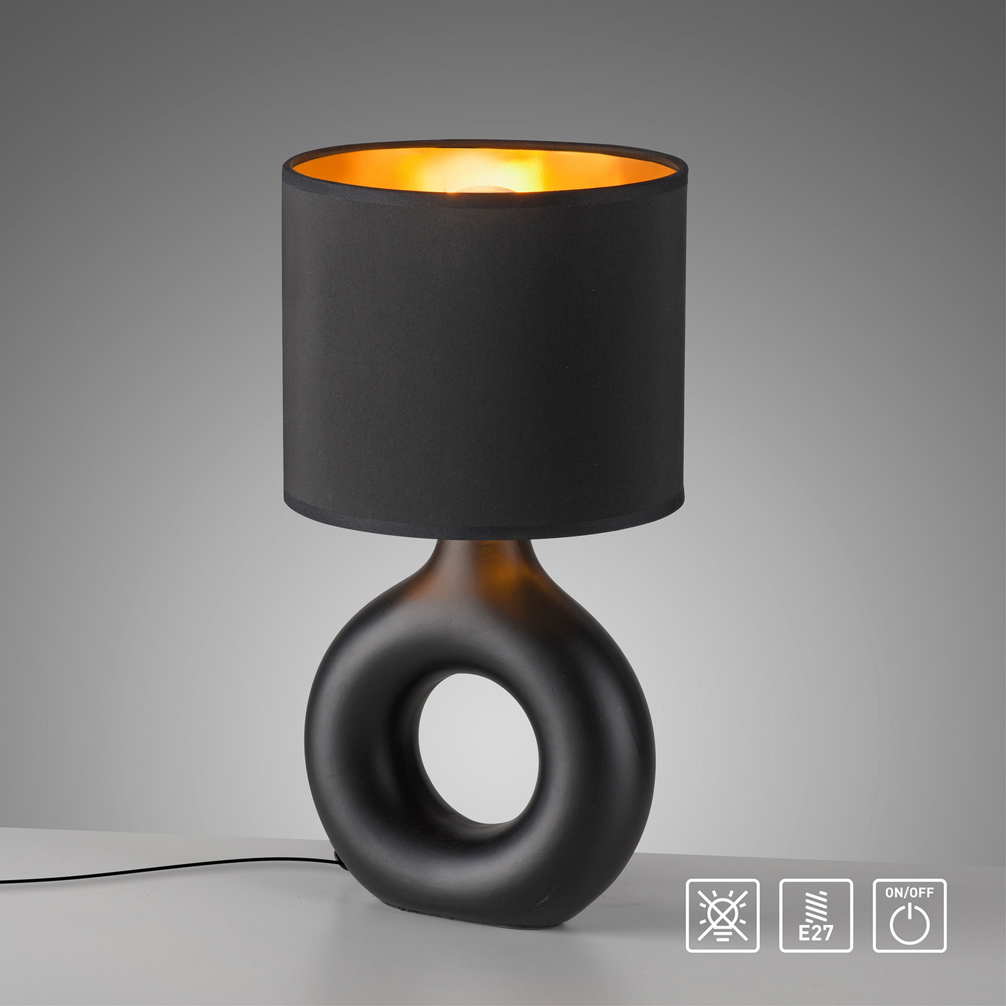 Pöytävalaisin JustLight Carara E27 musta