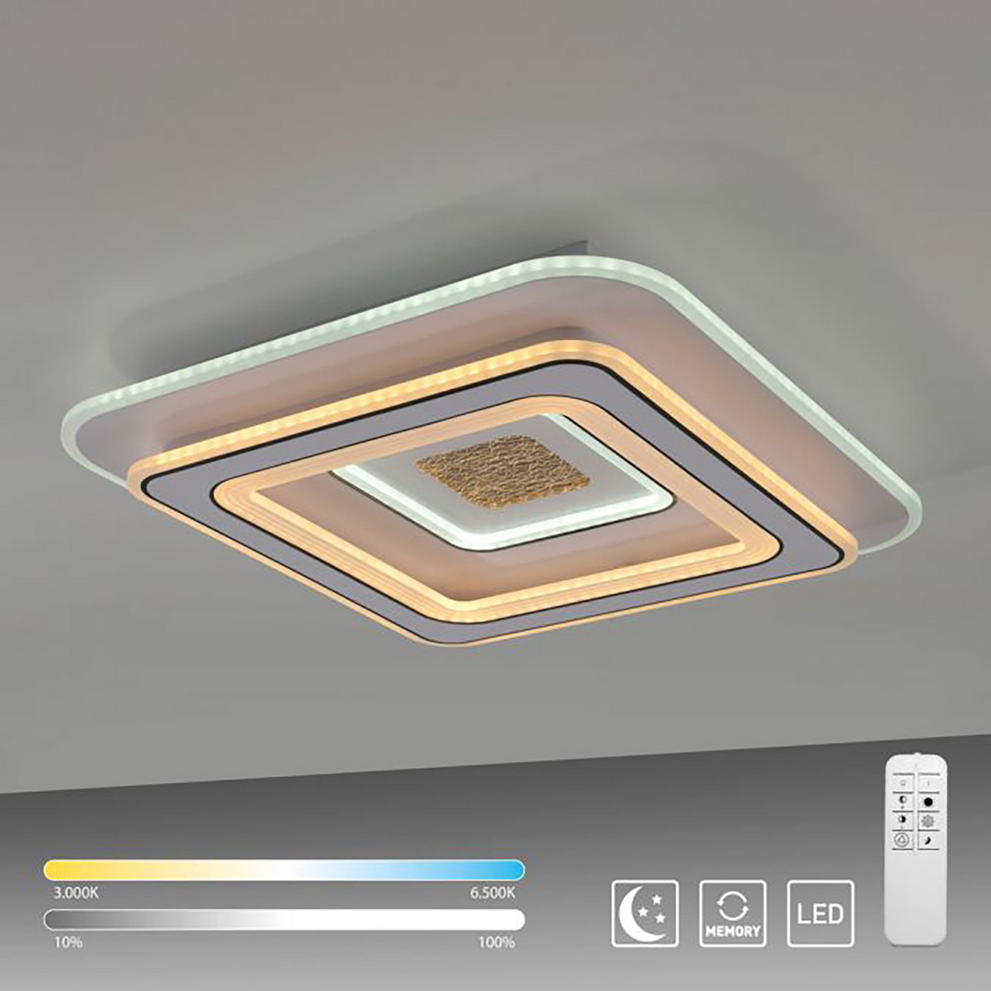 Kattovalaisin JustLight Tolago 46W CCT 490x490mm valkoinen