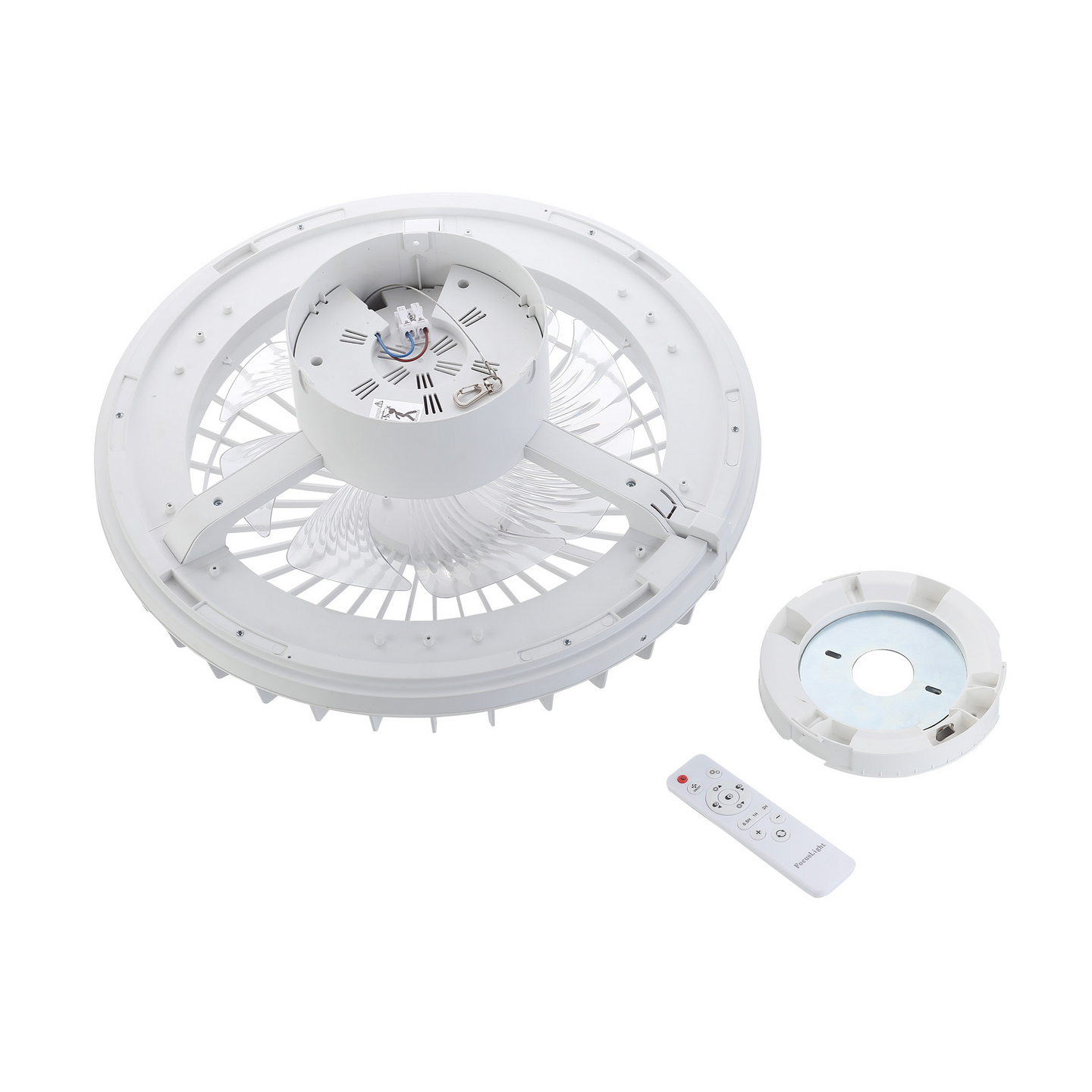 Kattotuuletinvalaisin FocusLight Milano 25W/5W/15W CCT 480mm valkoinen