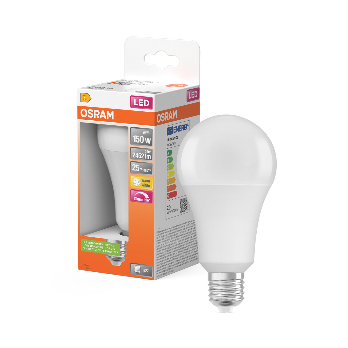 LED CLASSIC A OSRAM 150 21 W/2700K E27